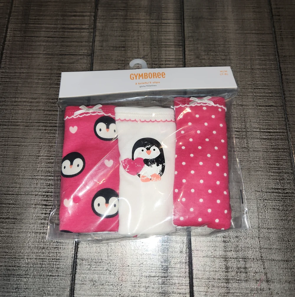 NWT Gymboree Girls 3-Pack Pink Penguin Print Cotton Briefs